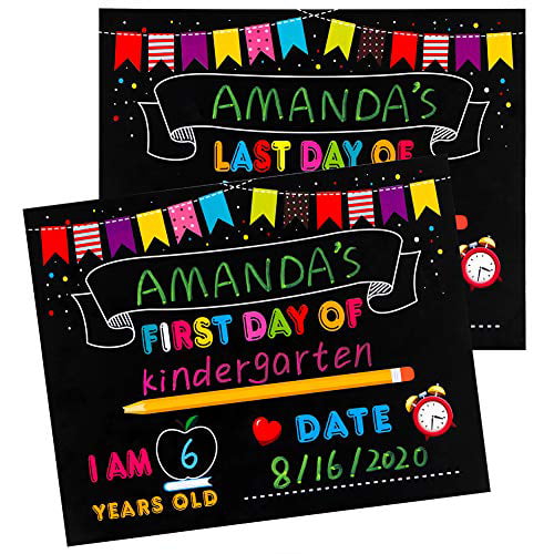 Hohomark 10 Pcs First Day and Last Day of School Sign,9x12 First Day of School Chalkboard Style Sign,Back to School Photo Prop Signs for Kids,Girls & Boys Double Sided 